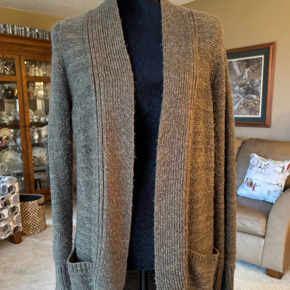 Cozy Olive Open Front Cardigan M